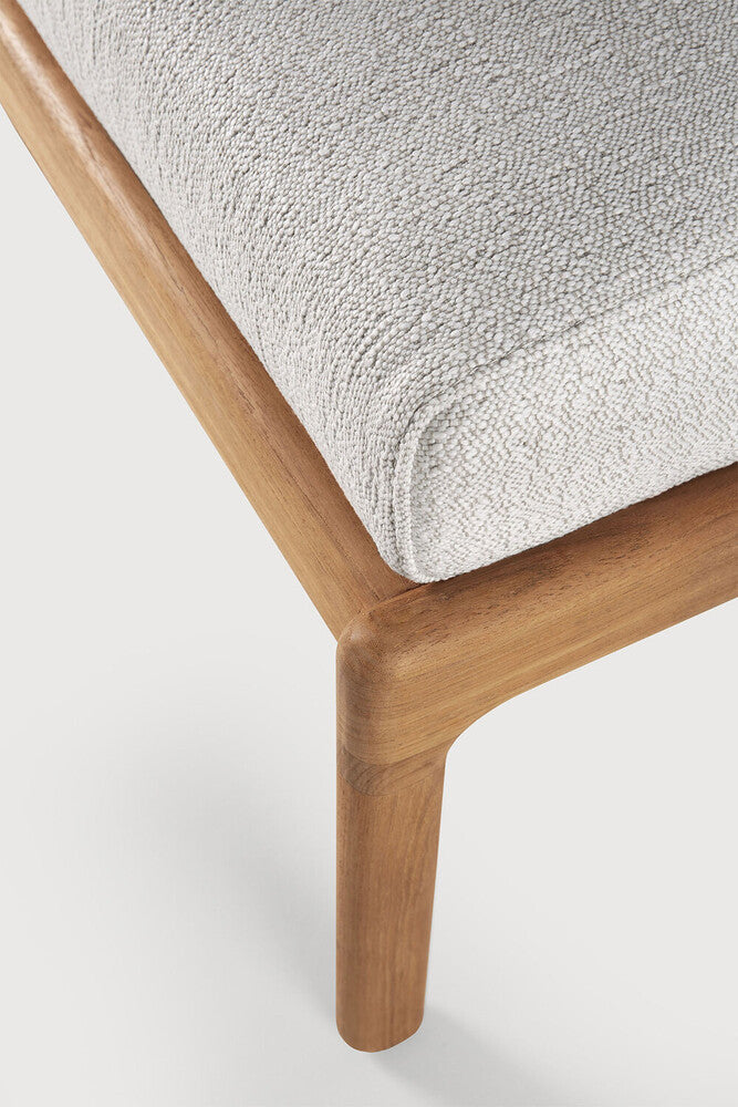 Jack Indoor / Outdoor Teak Footstool Ottoman, Off - White
