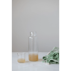 Recycled Glass Decanter with Drinking Glass, Set of 2 White Cliff Studio Pitchers