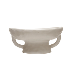 Stoneware Footed Pedestal Bowl, Reactive Glaze White Cliff Studio Pedestals and Cloches