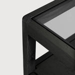 Spindle Black Oak & Glass Bedside Table / Nightstand