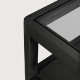 Spindle Black Oak & Glass Bedside Table / Nightstand