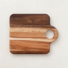 Suar Wood Appetizer Tray / Cheese Cutting Board with Handle - Short White Cliff Studio Boards
