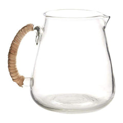 Emily Glass Pitcher with Rattan - Wrapped Handle White Cliff Studio Pitchers