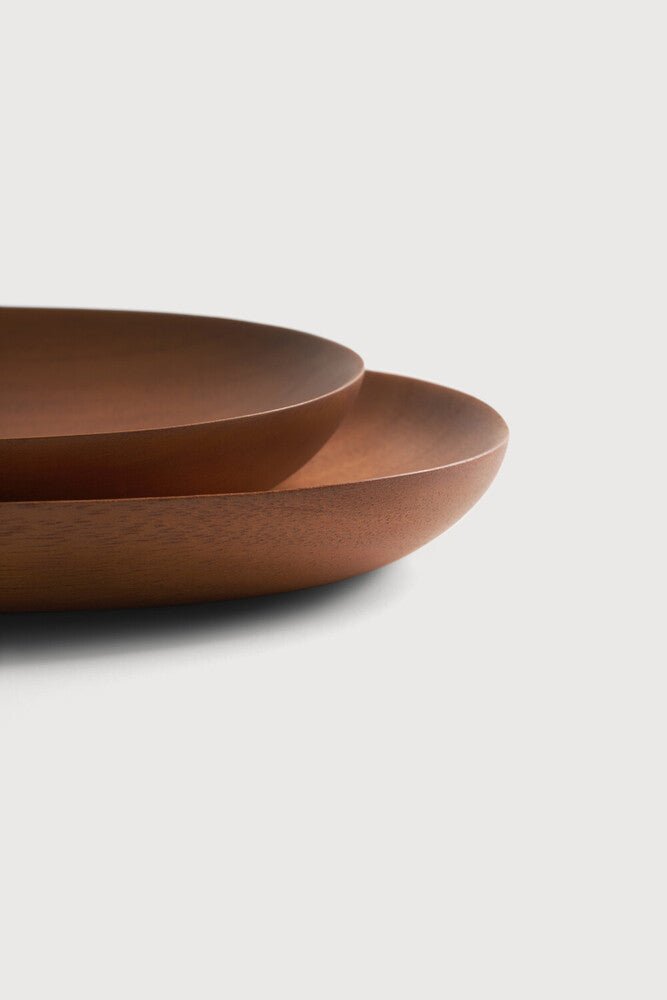 Thin Mahogany Wood Oval Boards Set White Cliff Studio Bowls and Trays