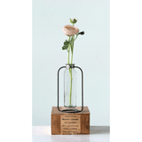 Glass Bud Vase in Metal Stand