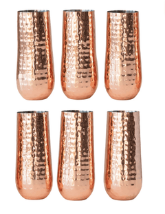 Hammered Stainless Steel Stemless Champagne Flute White Cliff Studio Drinkware