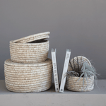 Hand - Woven Storage Baskets with Lids, Set of 3 White Cliff Studio Baskets