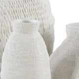 Mini Ceramic Woven Basket - Look Vases, Set of 3 White Cliff Studio Vases and Jars