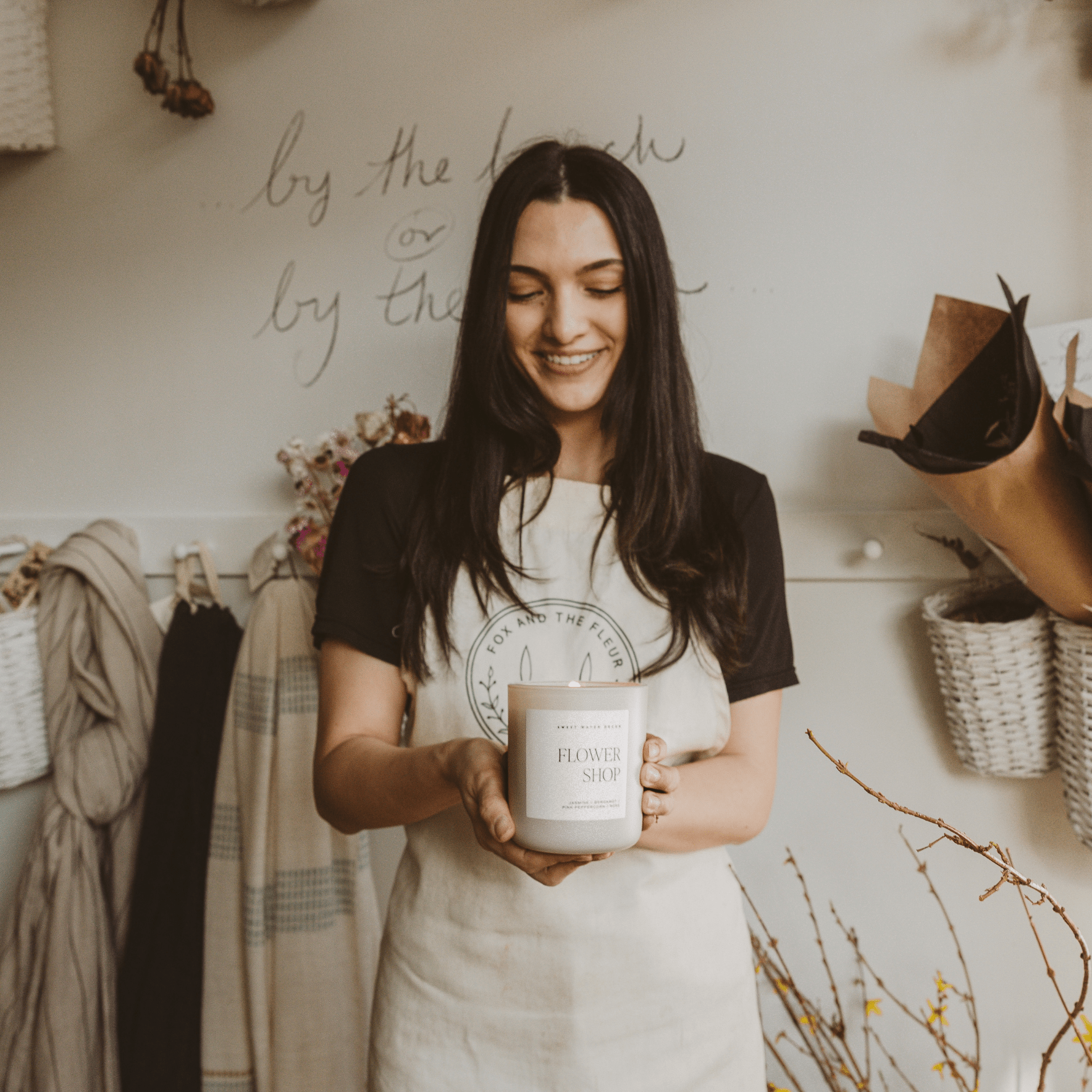 Flower Shop Soy Candle - Tan Matte Jar - 15 oz White Cliff Studio Candles and Candle Accessories