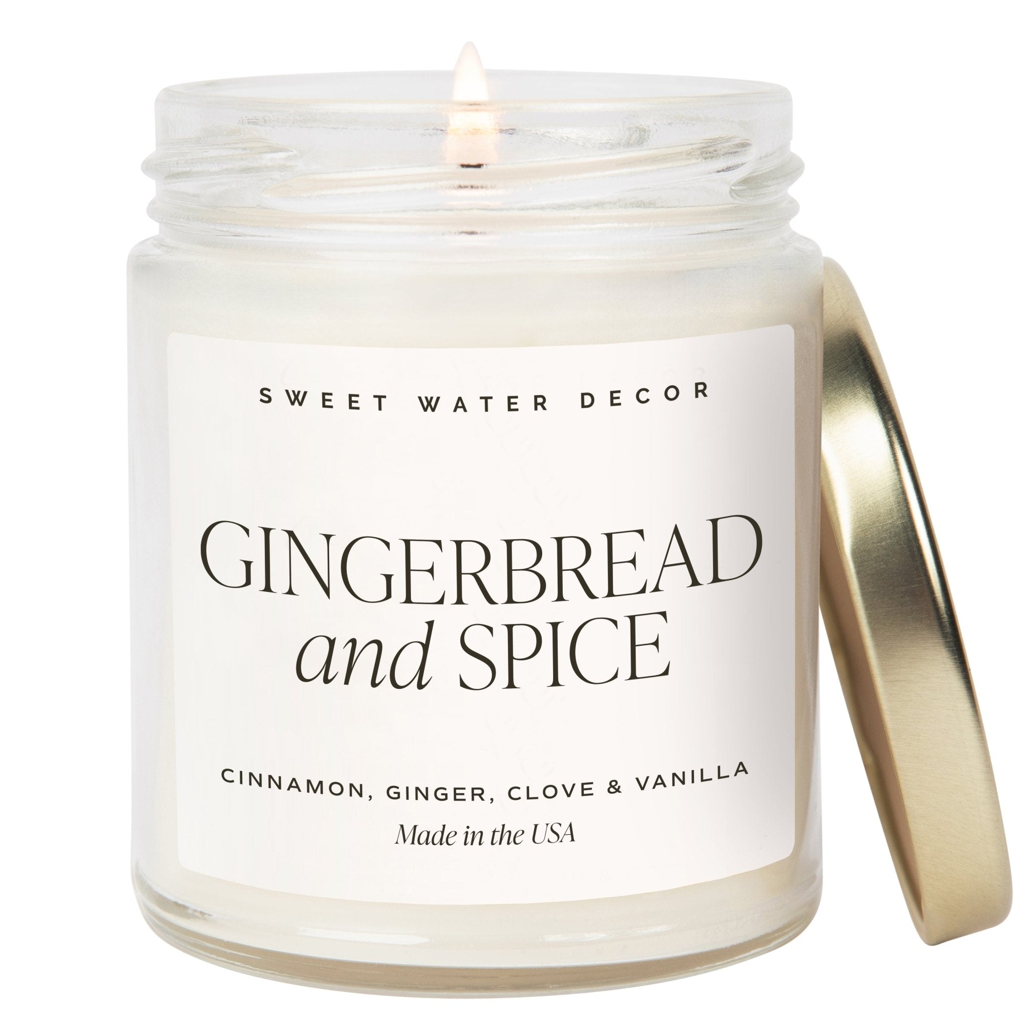 Gingerbread and Spice Soy Candle - Clear Jar - 9 oz White Cliff Studio Candles and Candle Accessories