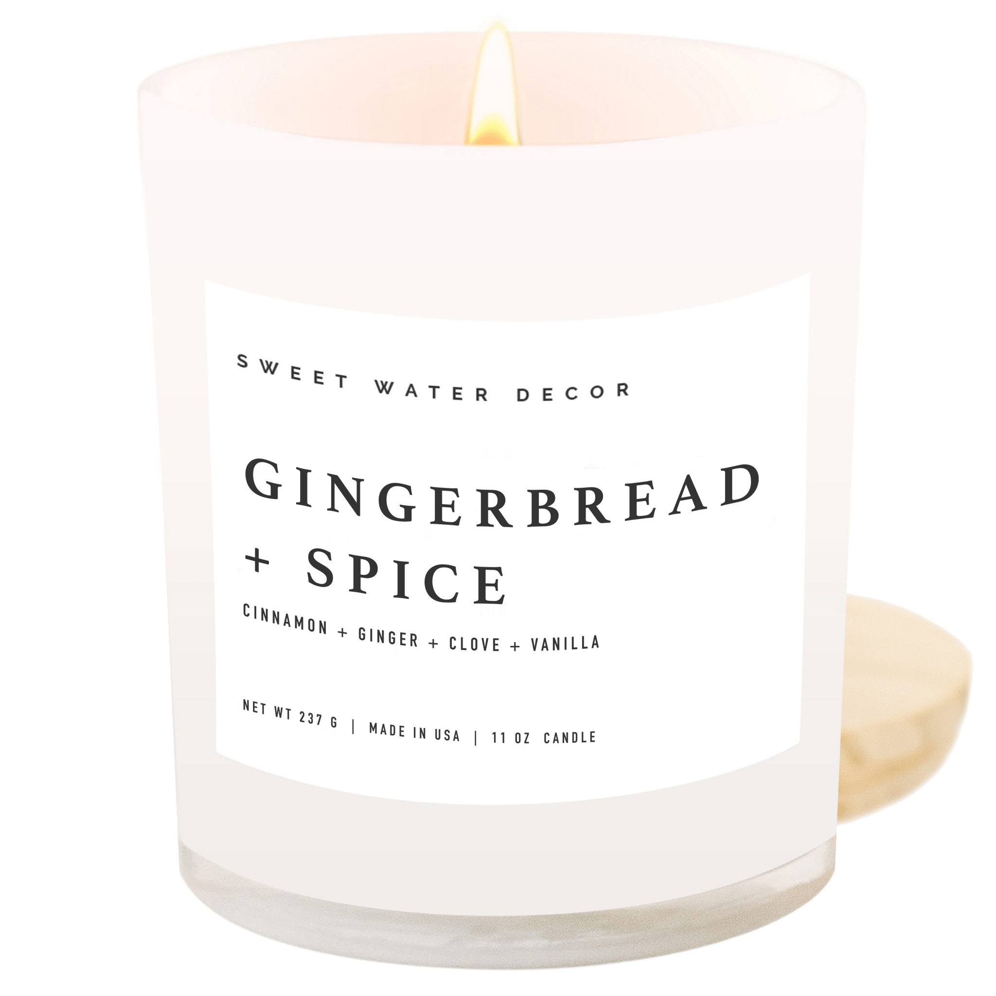 Gingerbread and Spice Soy Candle - White Jar - 11 oz White Cliff Studio Candles and Candle Accessories