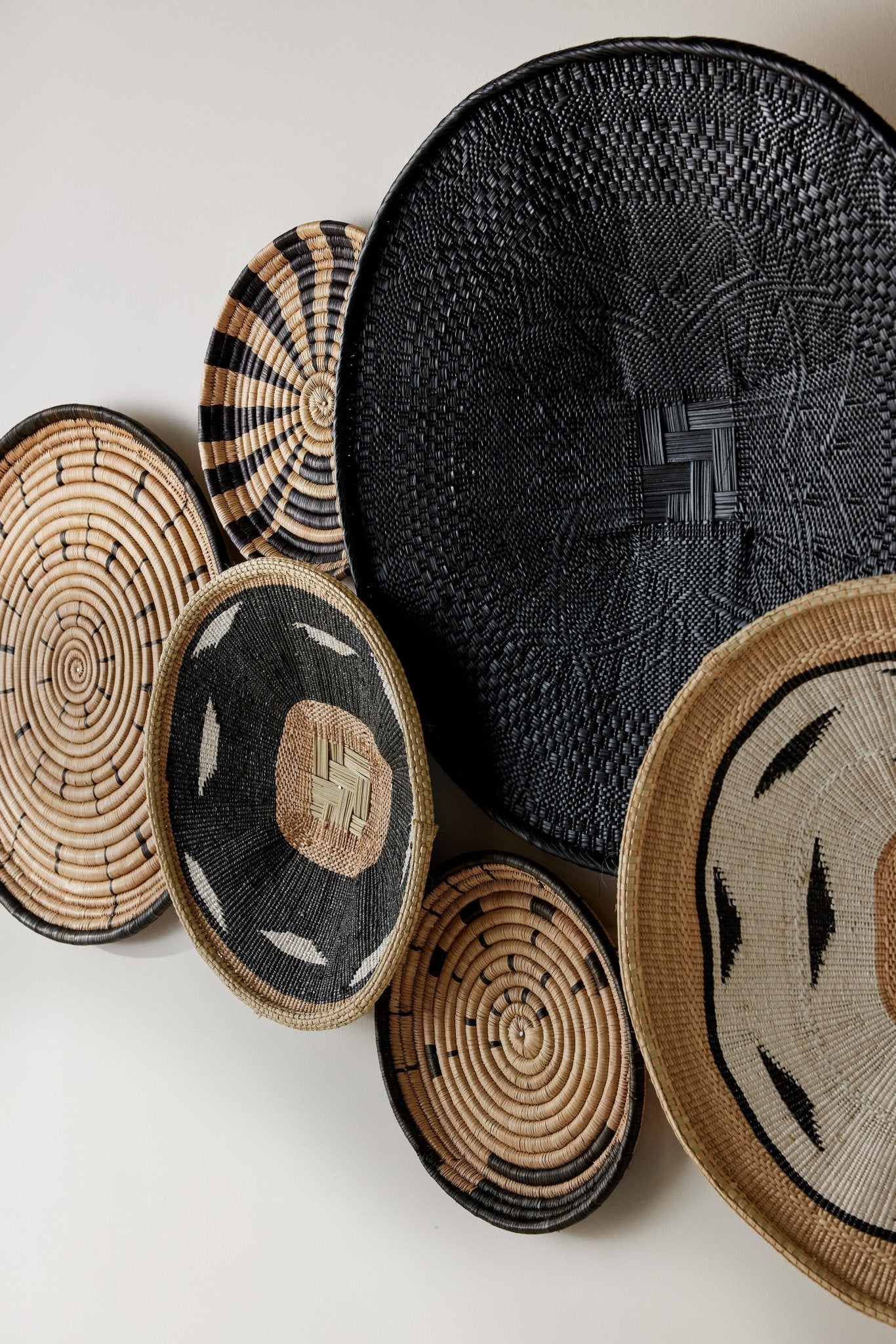 Hand - Painted Black Binga Flat Basket