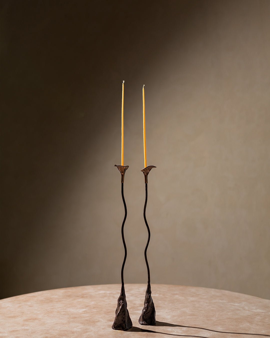 Handmade Iron Ferra Rose Candle Holders Set of 2 - Antique Bronze Taper White Cliff Studio Candles and Candle Accessories