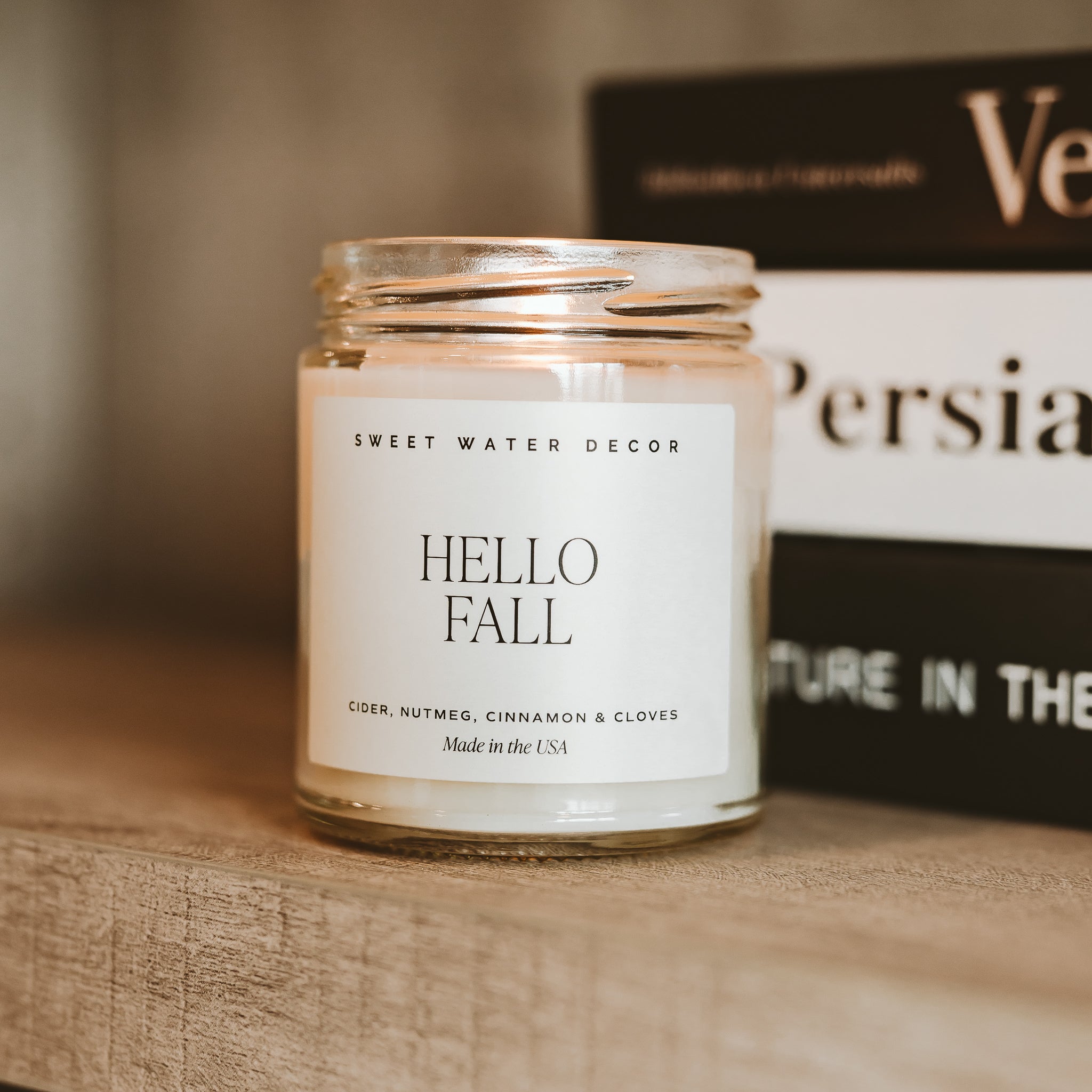 Hello Fall Soy Candle - Clear Jar - 9 oz White Cliff Studio Candles and Candle Accessories