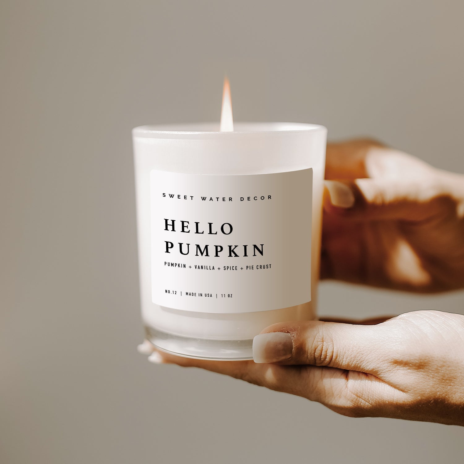 Hello Pumpkin Soy Candle - White Jar - 11 oz White Cliff Studio Candles and Candle Accessories