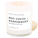 Hot Cocoa and Peppermint Soy Candle - White Jar - 11 oz White Cliff Studio Candles and Candle Accessories