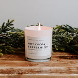 Hot Cocoa and Peppermint Soy Candle - White Jar - 11 oz White Cliff Studio Candles and Candle Accessories