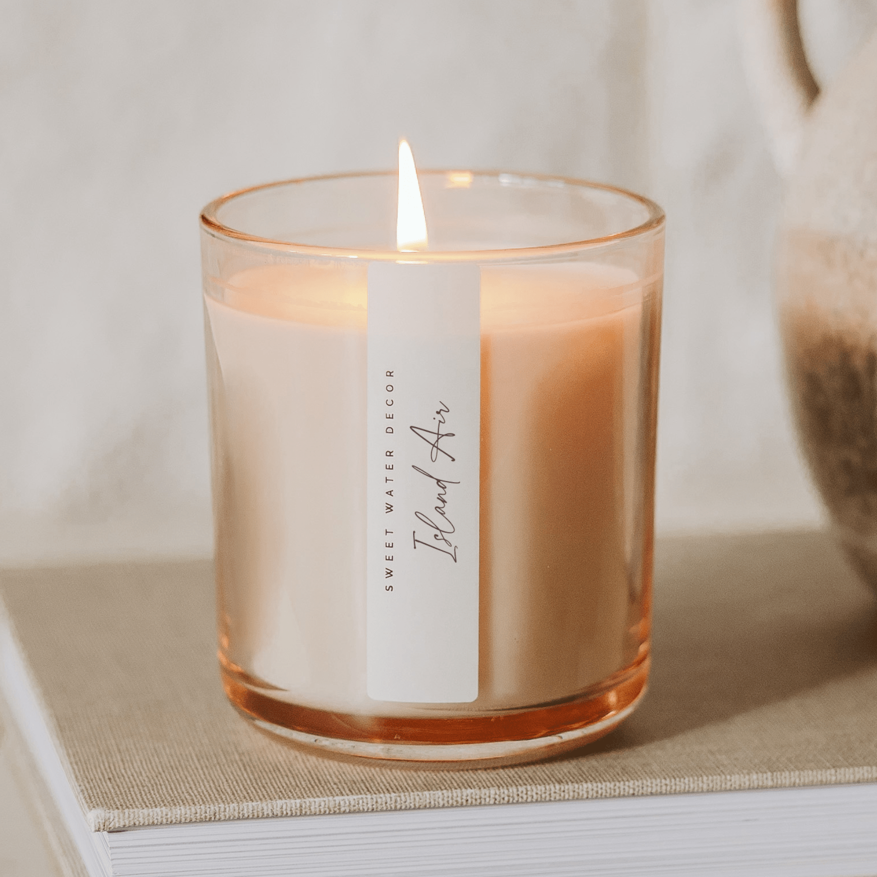 Island Air Soy Candle - Tinted Glass Jar - 12 oz White Cliff Studio Candles and Candle Accessories