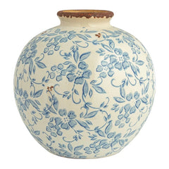 Lainey Terracotta Floral Transferware Vase White Cliff Studio Vases and Jars