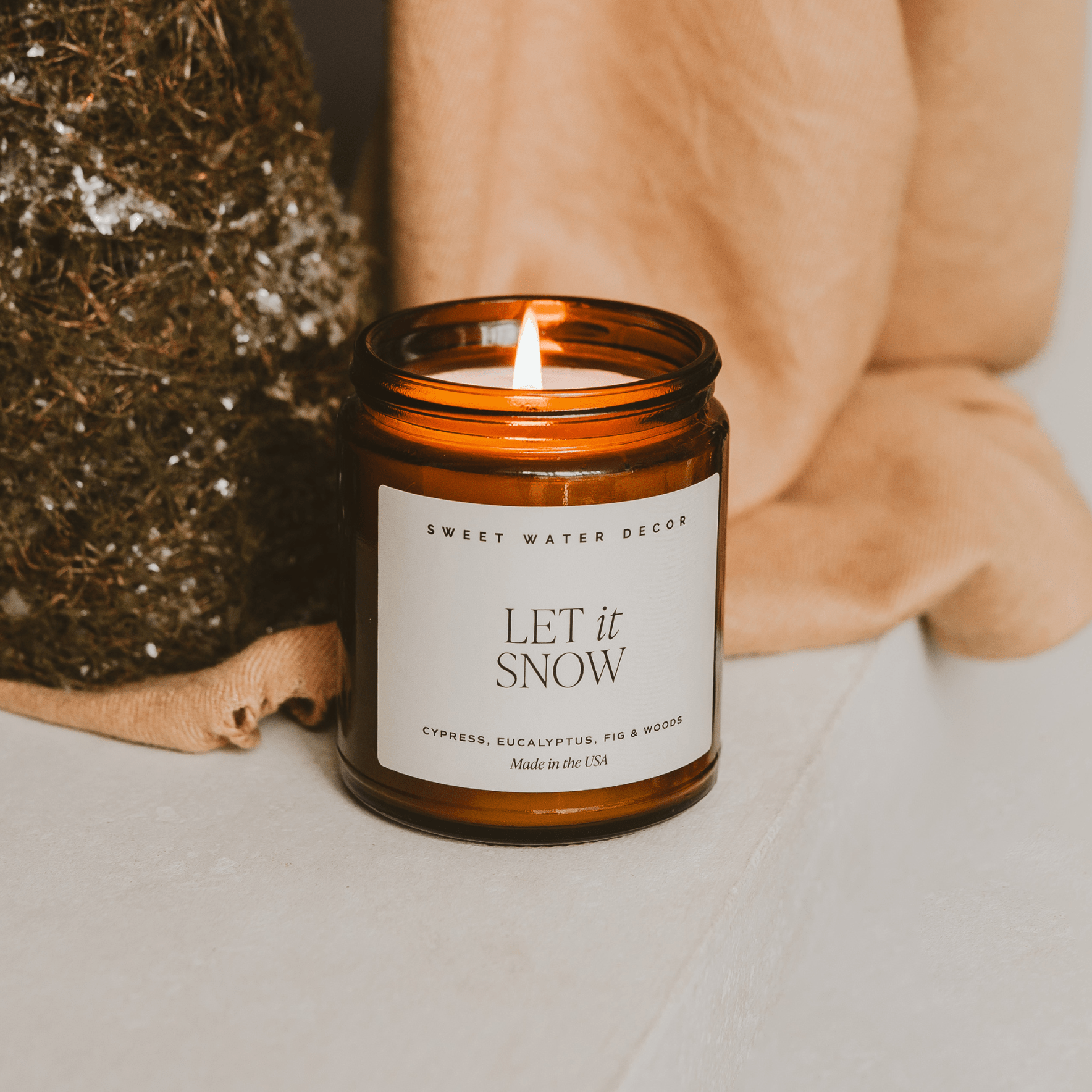 Let It Snow Soy Candle - 9 oz Amber Jar White Cliff Studio Candles and Candle Accessories