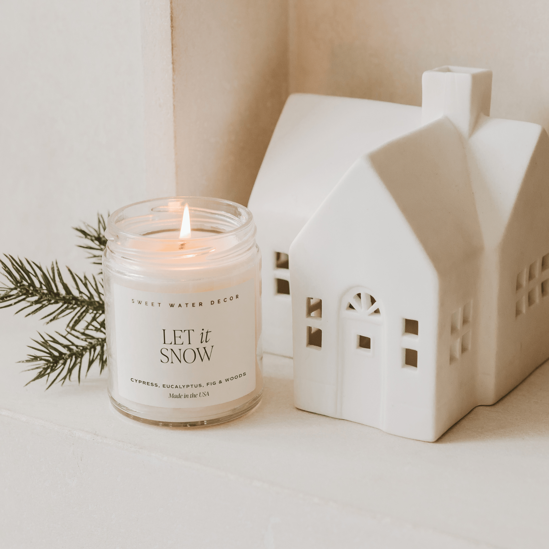 Let It Snow Soy Candle - Clear 9 oz Jar White Cliff Studio Candles and Candle Accessories