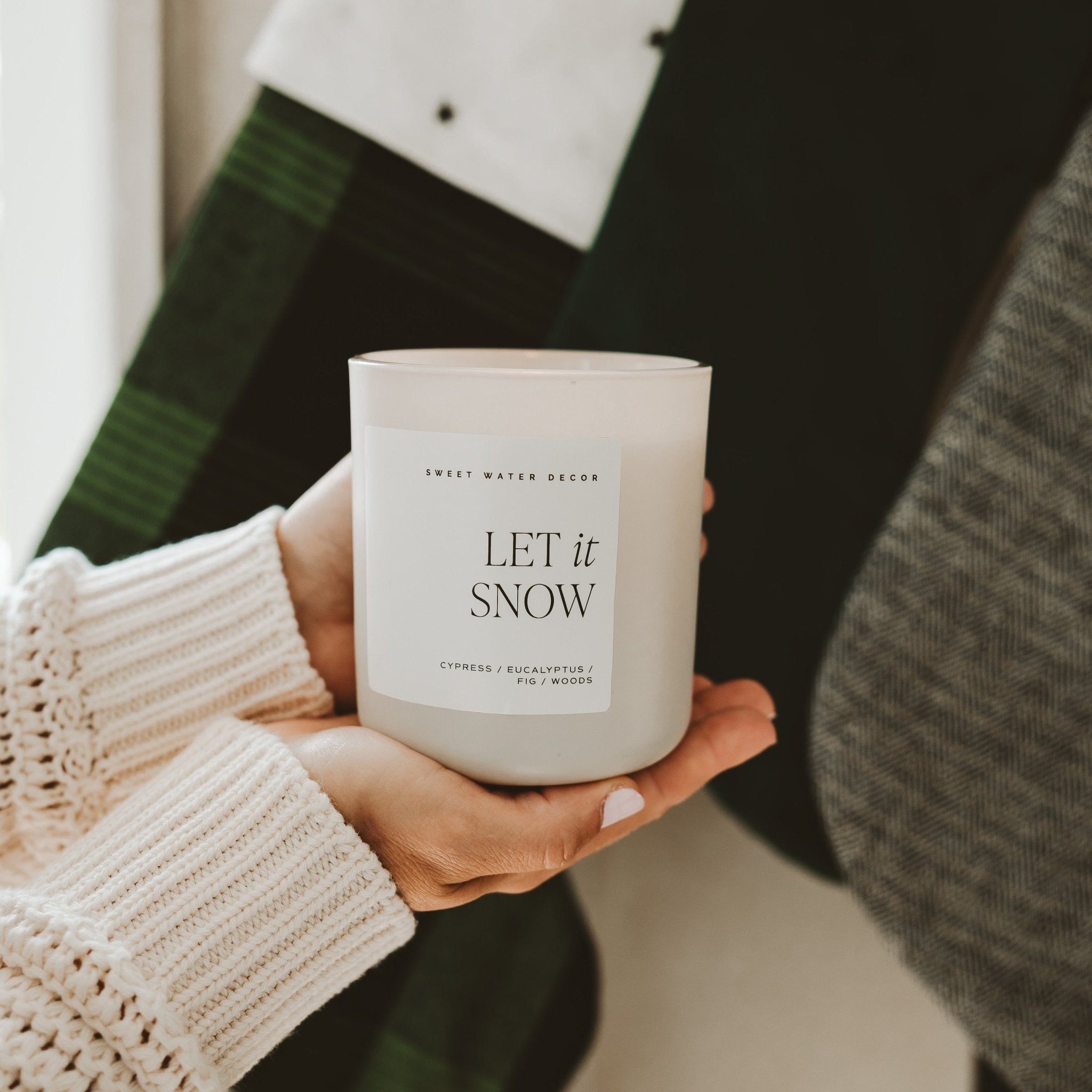 Let It Snow Soy Candle - Tan Matte Jar - 15 oz White Cliff Studio Candles and Candle Accessories