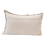 Linen Blend Lumbar Pillow w/ Frayed Edges White Cliff Studio Solid Pillows