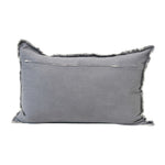 Linen Blend Lumbar Pillow w/ Frayed Edges White Cliff Studio Solid Pillows