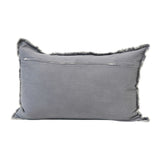 Linen Blend Lumbar Pillow w/ Frayed Edges White Cliff Studio Solid Pillows