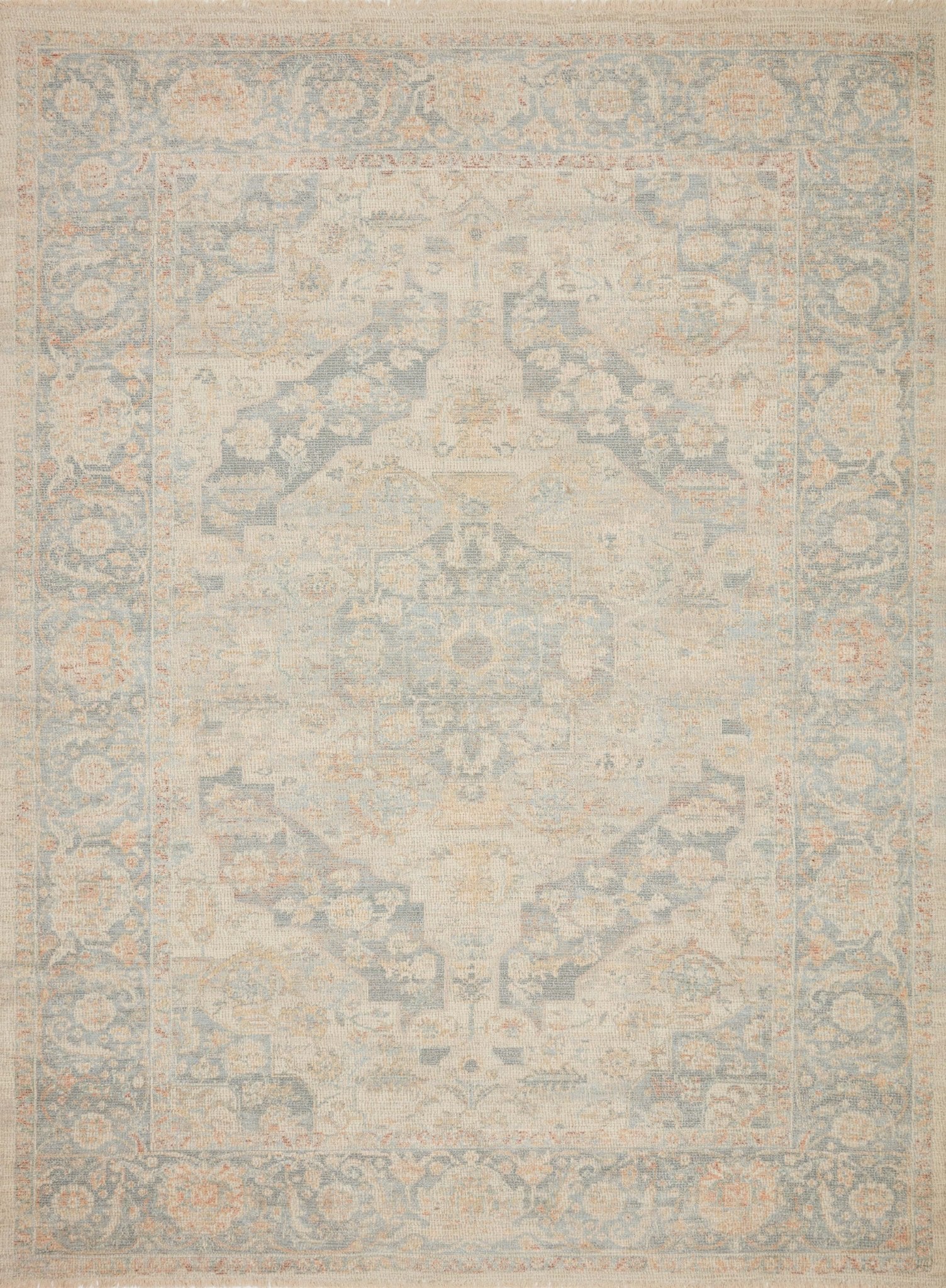 Loloi Priya Bone / Bluestone Rug White Cliff Studio Rugs
