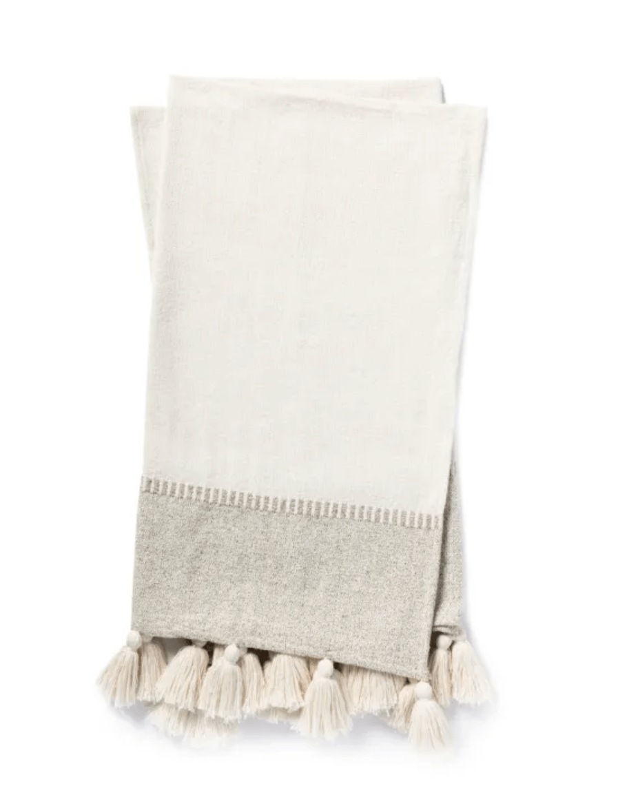 Magnolia Home by Joanna Gaines x Loloi Ivey T1042 Grey/Natural Throw Blanket