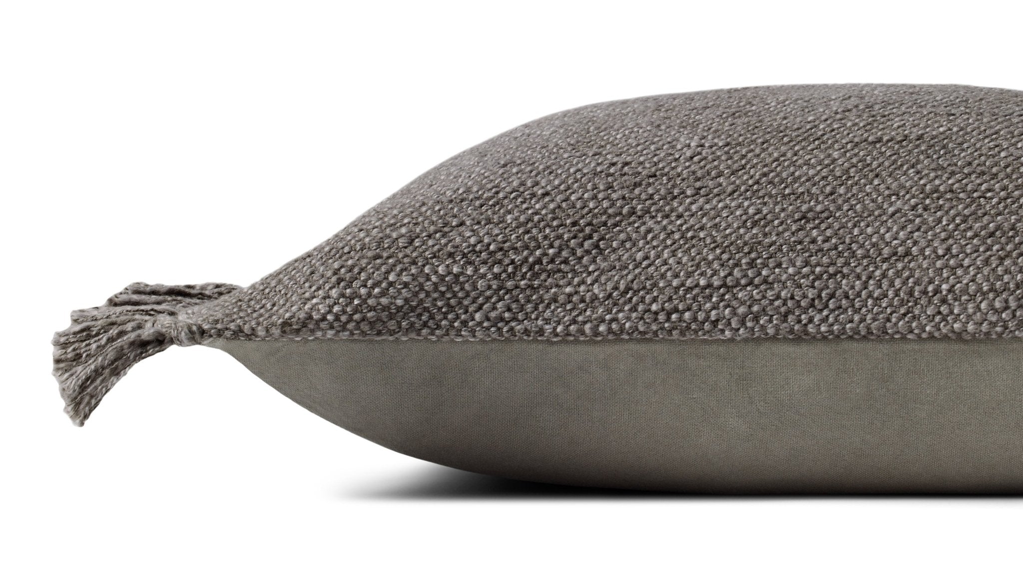 Magnolia Home by Joanna Gaines x Loloi Jett PMH0063 Grey 13'' x 21'' Cover Only Pillow White Cliff Studio Solid Pillows