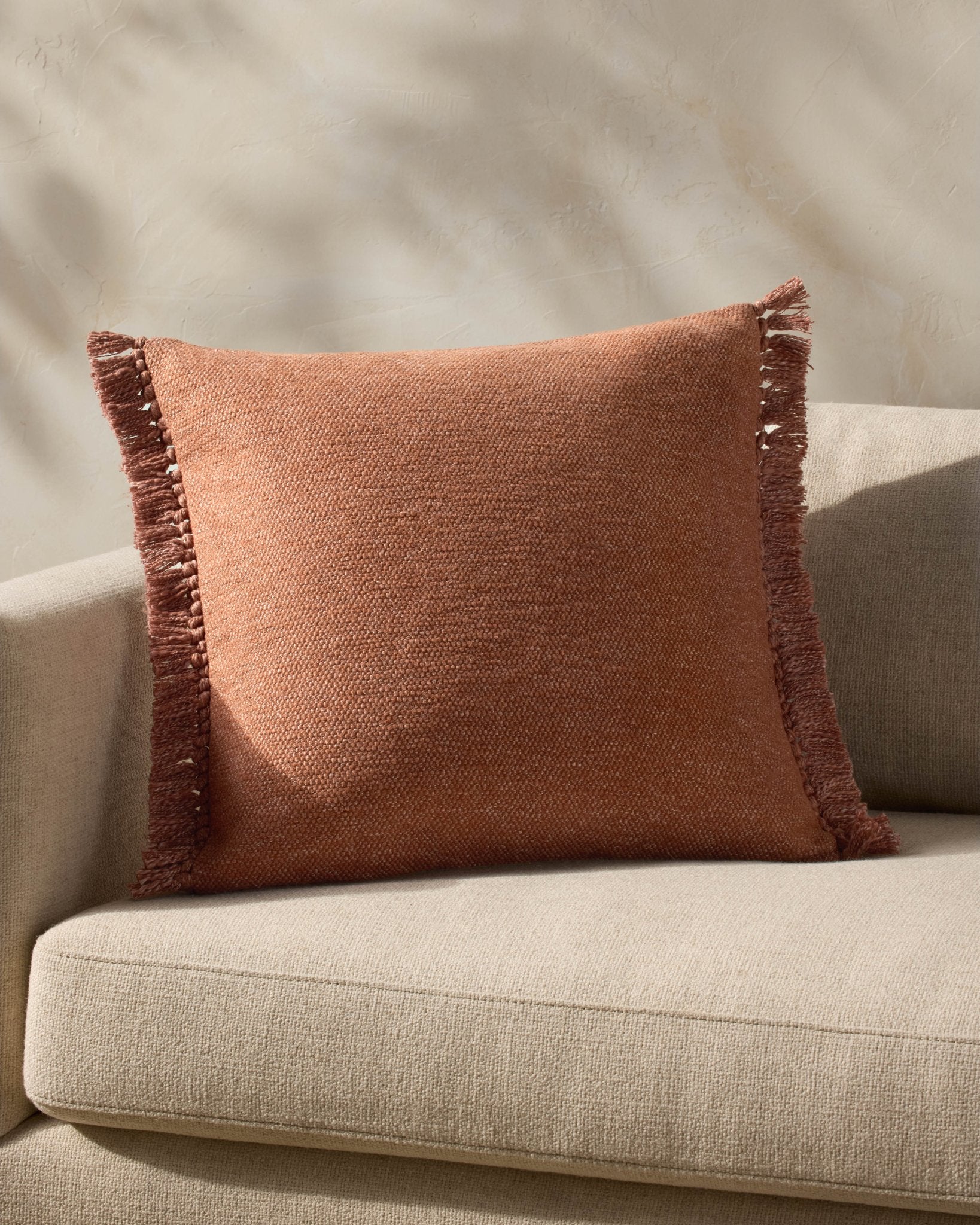 Magnolia Home by Joanna Gaines x Loloi Jett PMH0063 Rust 22'' x 22'' Cover Only Pillow White Cliff Studio Solid Pillows