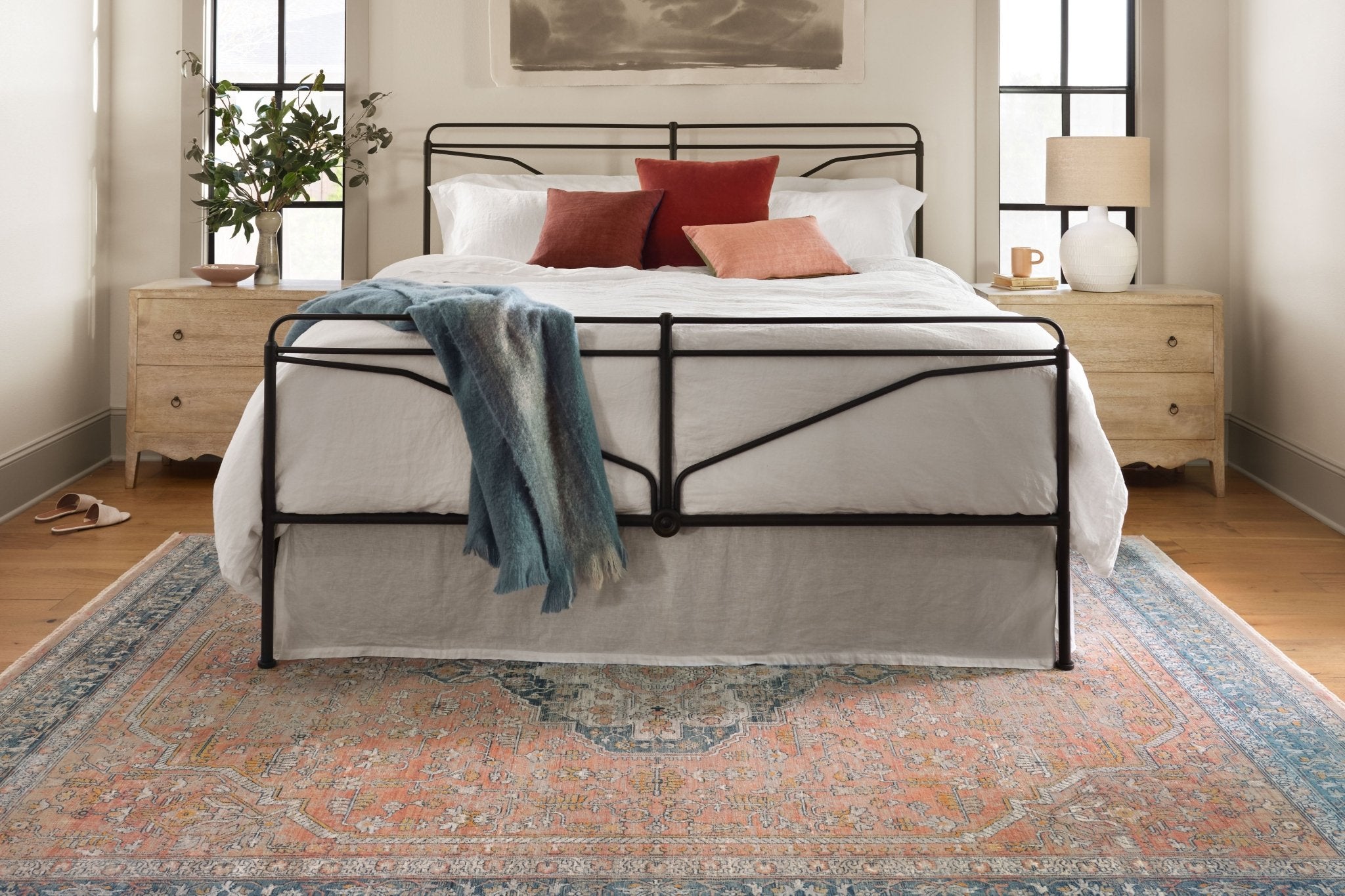Magnolia Home by Joanna Gaines x Loloi P1153 Navy / Coffee 18" x 18" Cover Only Pillow