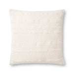 Magnolia Home by Joanna Gaines x Loloi PMH0026 Natural 22" x 22" Cover Only Pillow White Cliff Studio Solid Pillows