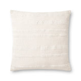 Magnolia Home by Joanna Gaines x Loloi PMH0026 Natural 22" x 22" Cover Only Pillow White Cliff Studio Solid Pillows