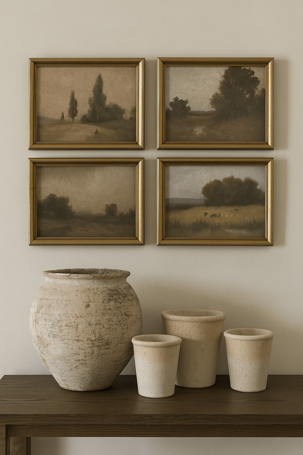 Muted Landscapes Framed Prints, Set of 4 White Cliff Studio Landscape Art