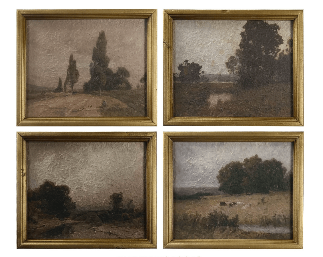 Muted Landscapes Framed Prints, Set of 4 White Cliff Studio Landscape Art