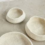 Natural White Hand Felted Nesting Bowls