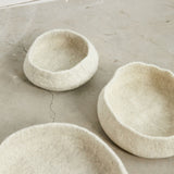 Natural White Hand Felted Nesting Bowls