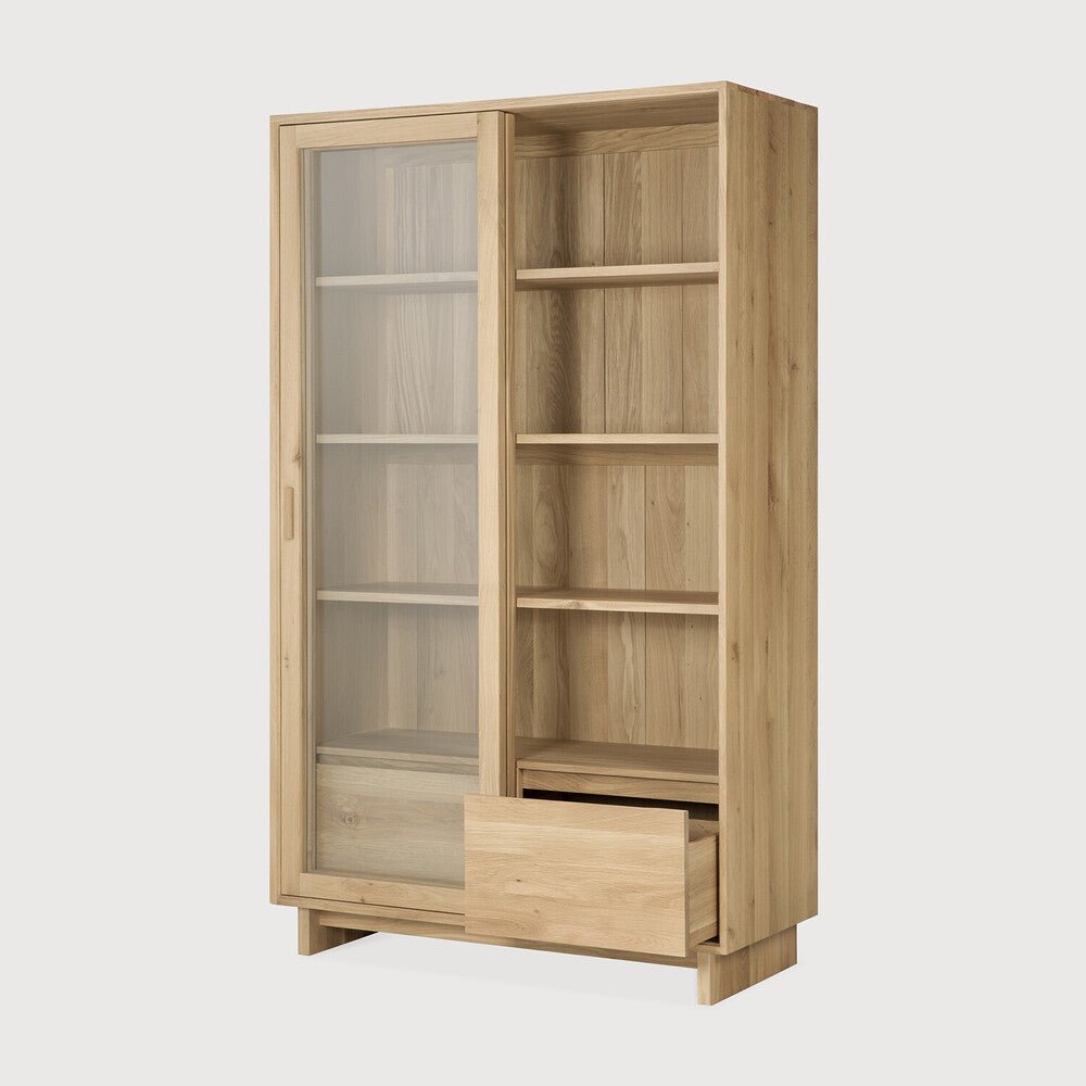 Wave Solid Wood Curio Display Cabinet
