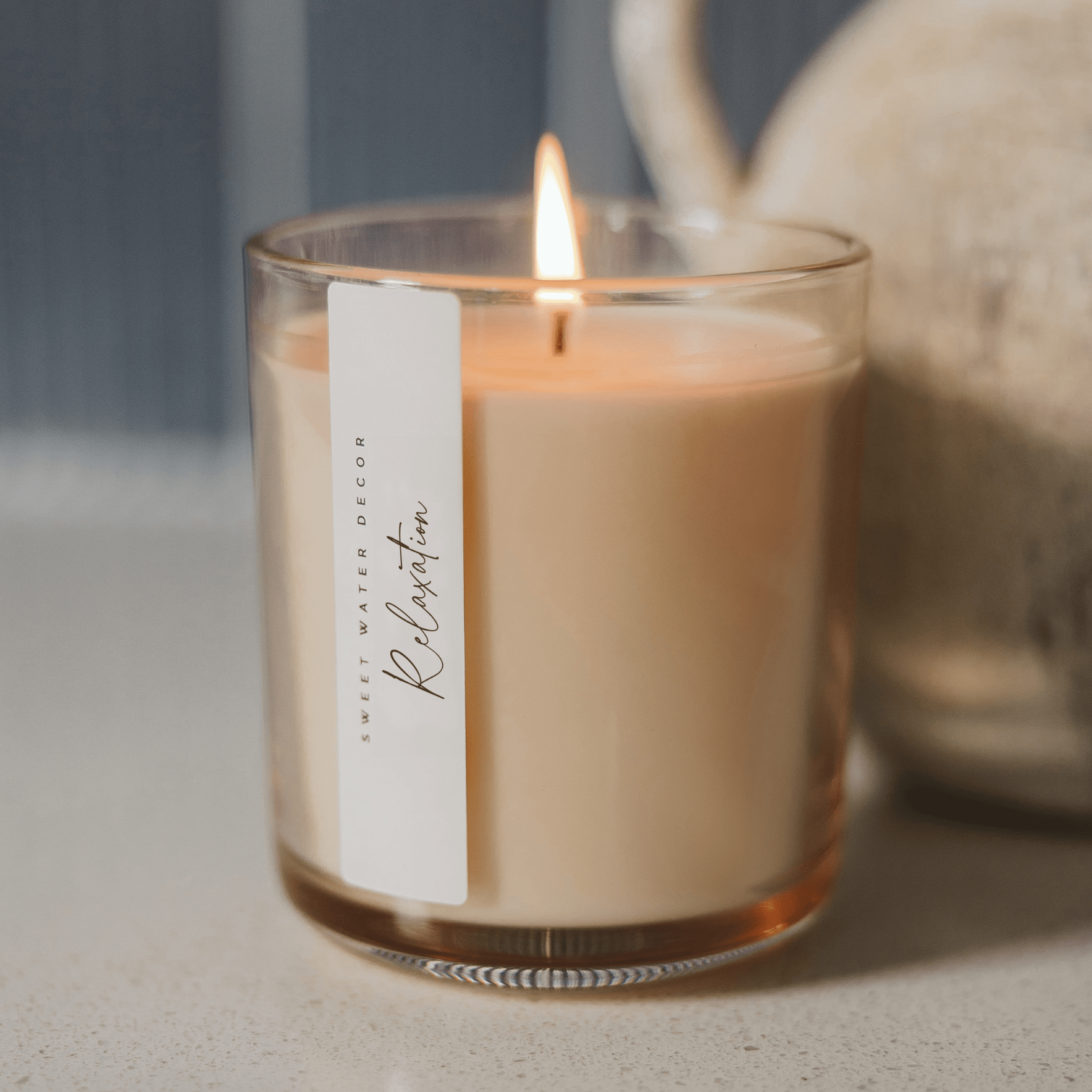 Relaxation Soy Candle - Tinted Glass Jar - 12 oz White Cliff Studio Candles and Candle Accessories