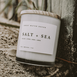 Salt and Sea Soy Candle - White Jar - 11 oz White Cliff Studio Candles and Candle Accessories