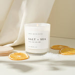 Salt and Sea Soy Candle - White Jar - 11 oz White Cliff Studio Candles and Candle Accessories