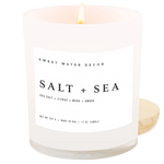 Salt and Sea Soy Candle - White Jar - 11 oz White Cliff Studio Candles and Candle Accessories