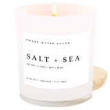 Salt and Sea Soy Candle - White Jar - 11 oz White Cliff Studio Candles and Candle Accessories