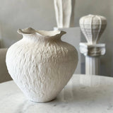 Sasha Textured Ceramic Vase - Ivory Cream 14.8" Home Decor White Cliff Studio Vases and Jars