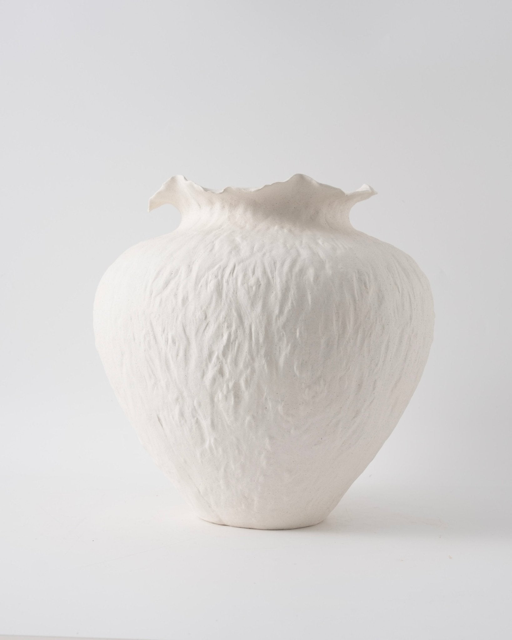 Sasha Textured Ceramic Vase - Ivory Cream 14.8" Home Decor
