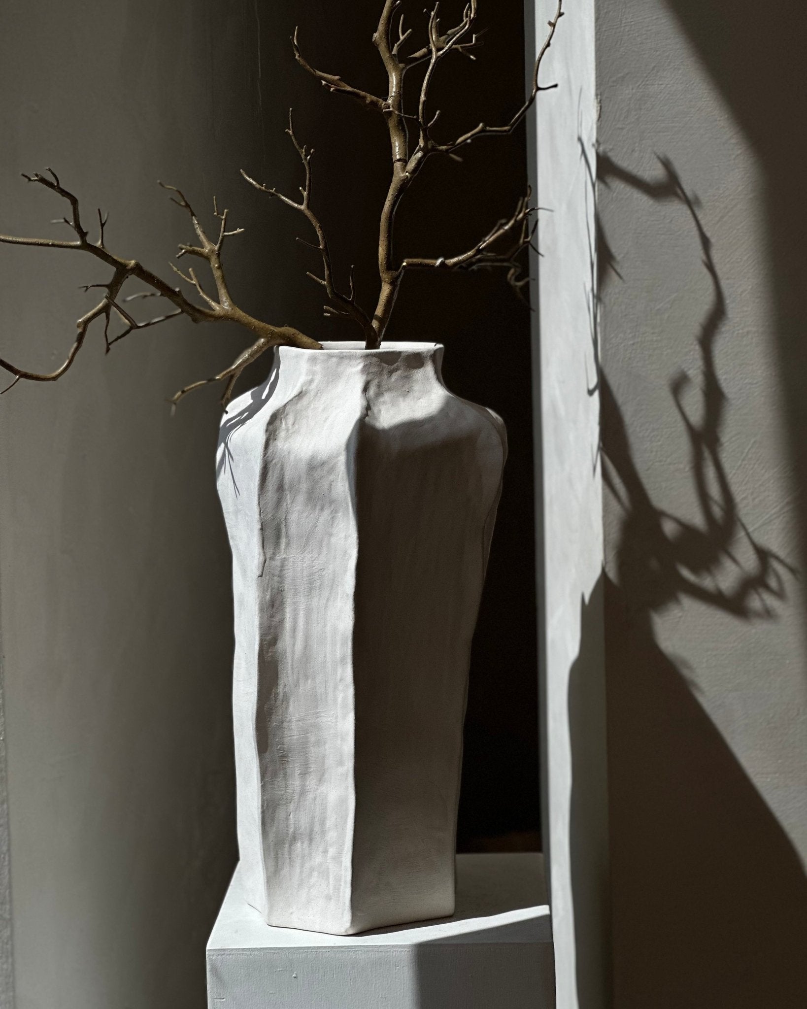 Selena White Ceramic Vase 20" Tall - Modern Minimalist Home Decor