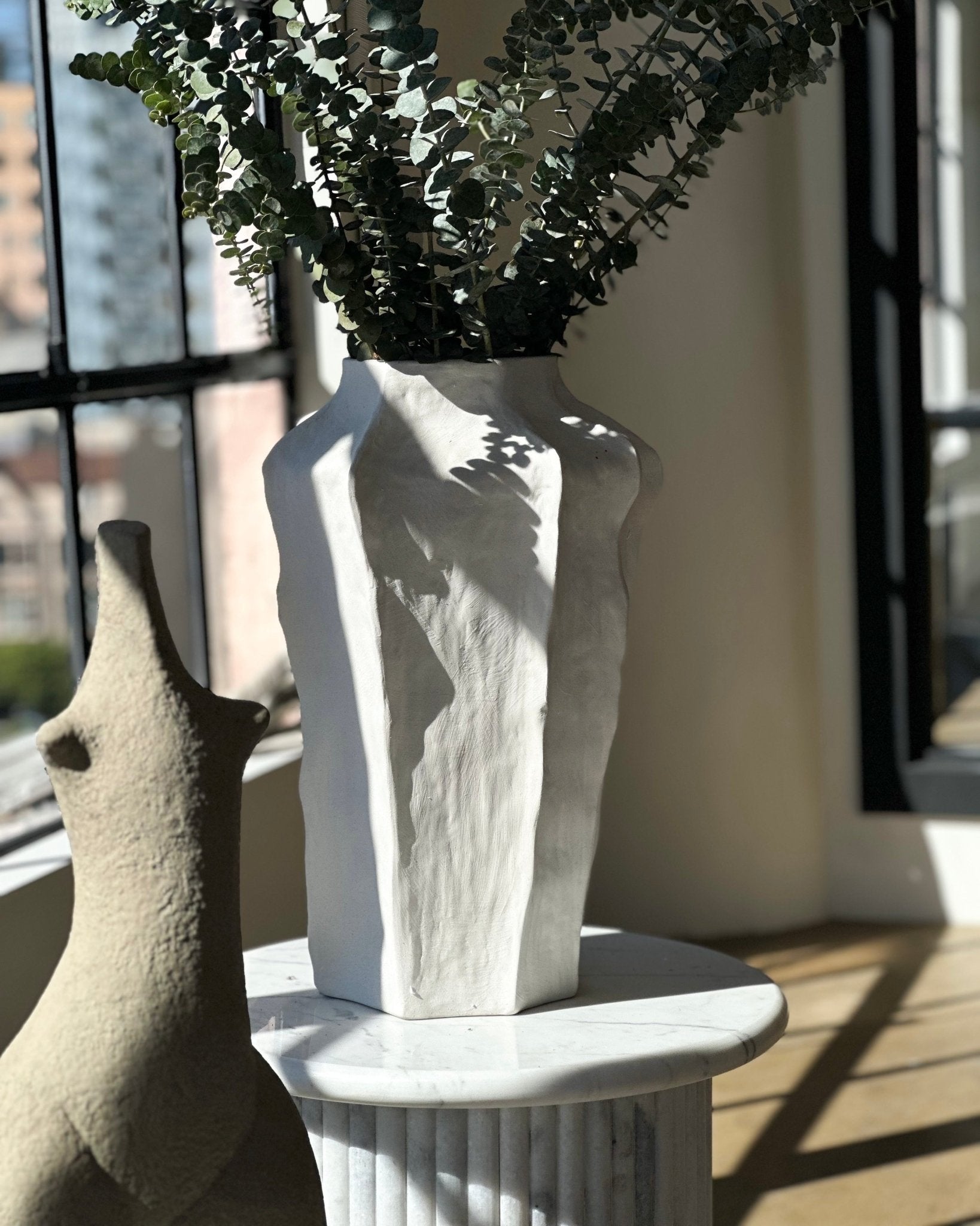 Selena White Ceramic Vase 20" Tall - Modern Minimalist Home Decor